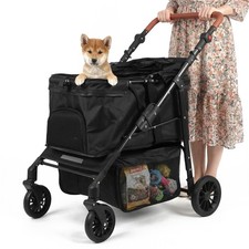 Dog and Cat Stroller Adjustable Handle Foldable Pet Cart for Large Medium Dogs