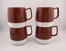 Vintage Dinex by Thermos 4 Mugs - Stackable, Insulated 8 oz Camping - USA LR2