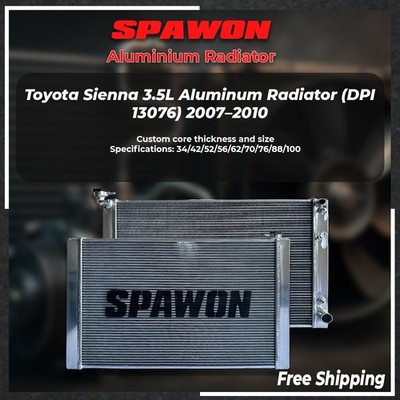 SPAWON Aluminum Radiator Toyota Sienna 3.5L V6 3Row AT 13076 13128 2007-2010