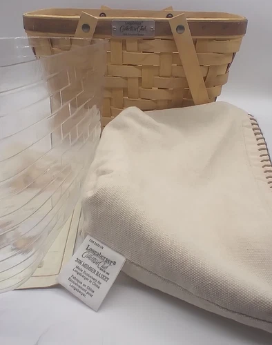 Longaberger 2006 2-Handle Narrow Basket w/ Liners