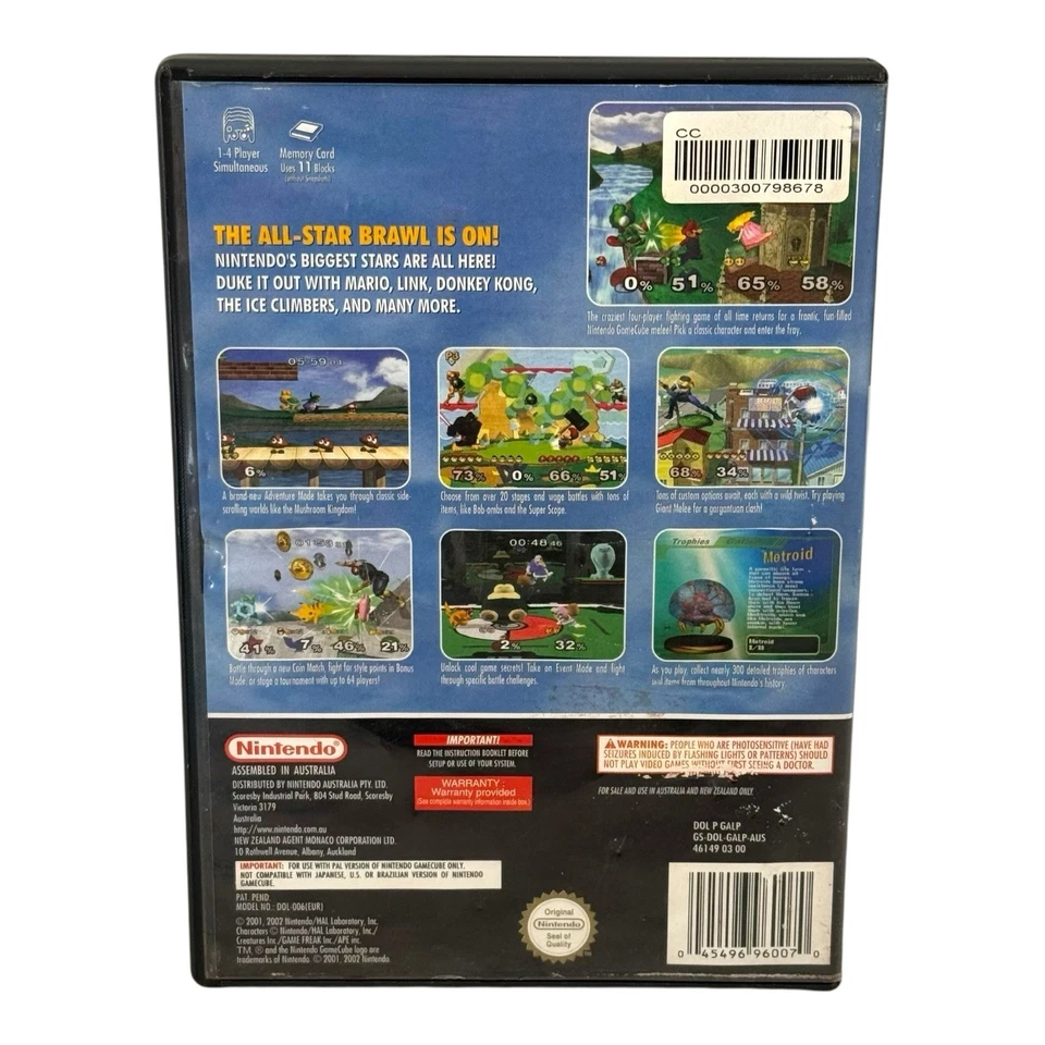 Super Smash Bros Melee Nintendo GameCube Game Aus PAL Tested & Working - Image 2 of 4