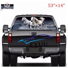 Universal 53" 14" Car Rear Window White Horse Sticker Decal for Truck Decoration