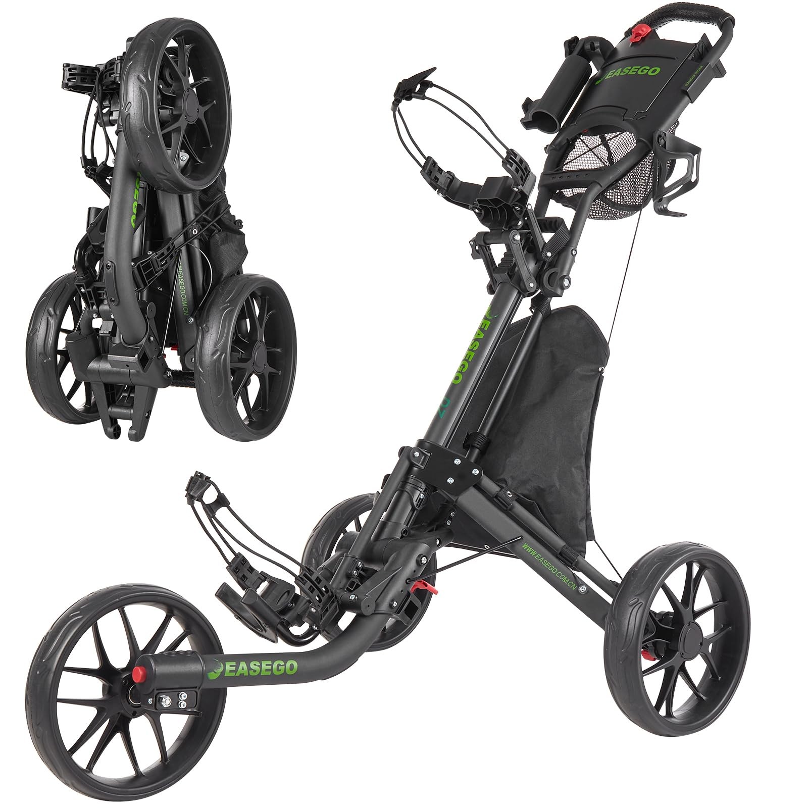 Push Cart 3 Wheel : Golf Bag Cart Foldable With Phone