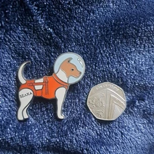 Laika Pin Badge Science Museum 2016 First DOG IN SPACE Vgc  Uk
