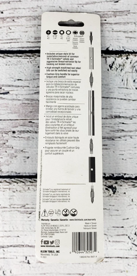 Klein Tools 32527 11-in-1 Screwdriver / Nut Driver with Schrader Bit - New - Image 2 of 2