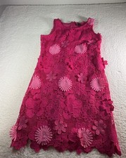 New Women's Nina Leonard Crochet 3D Floral Embroidery Sheath Dress Medium NWT