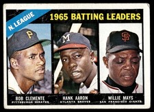 1966 Topps NL Batting Leaders #215 Aaron Mays Clemente HOF Vintage Card