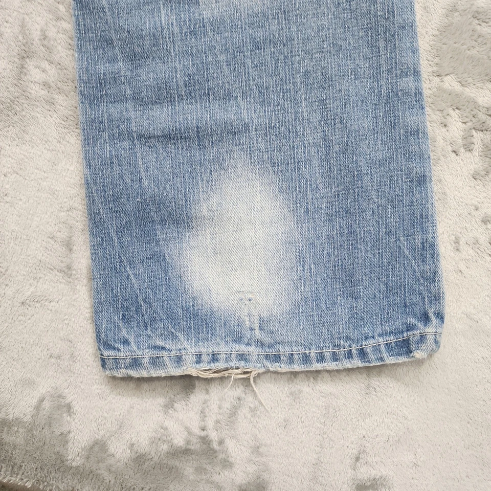 Vintage Y2K Rue21 BLACK Jeans Mens 31/32 Blue Distressed Mid Rise Bootcut Grunge - Image 3 of 4