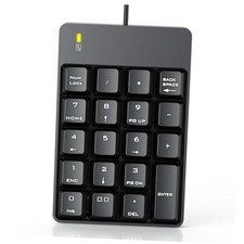 Wired Number Pad, USB Numeric Keypad 19 Key Number Keypad Keyboard for Laptop