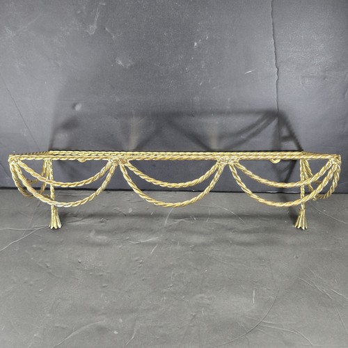 Vintage Brass Wall Shelf Twisted Metal Hollywood Regency tassels MISSING GLASS!