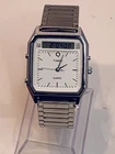 Vintage Timex Analog Digital Watch Mens Chrome Silver Tone White Dial