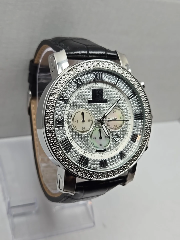 Joshua And Sons JS-28-01 Reloj Cronógrafo Cuarzo Bisel Diamante Fecha Batería Nueva Foto 3 de 4