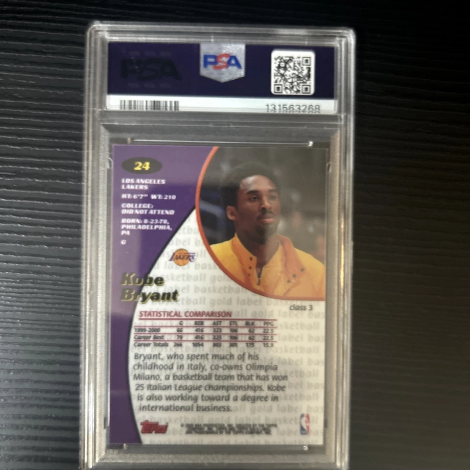 2000 Topps Gold Label Koby Bryant Class 3 PSA  7 - Image 3 of 4