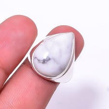 White Howlite - United States 925 Sterling Silver Ring S.8.5 R21, Christmas Gift