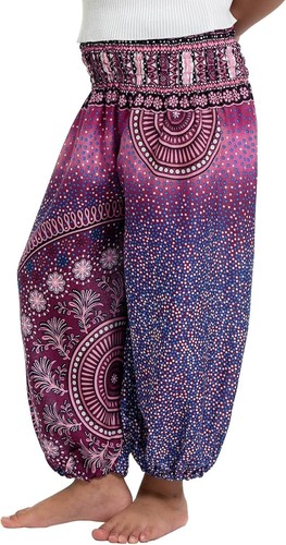 Unisex Little Kids Yoga Trousers Bohemian Beach Pants Baggy 3-5T, Purple