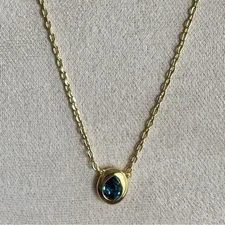 Gorjana New 18k Gold Plated Brass Blue Montana Gemstone Nova Necklace