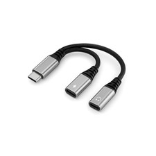 USB C Splitter Charging Cable, 2 in 1 C Audio and Adapter, Gray