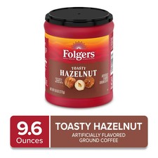 Folgers Toasty Hazelnut Artificially Flavored Ground Coffee, 9.6 oz Canister