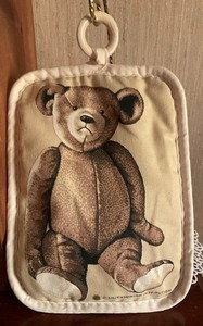 Vintage Smithsonian Teddy Bear Potholder Hot Pad Hanging Decor Roosevelt