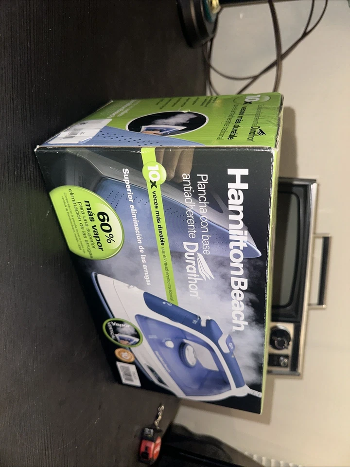 Plancha de vapor Hamilton Beach con apagado automático de 3 vías (19800), azul y blanco Foto 3 de 3