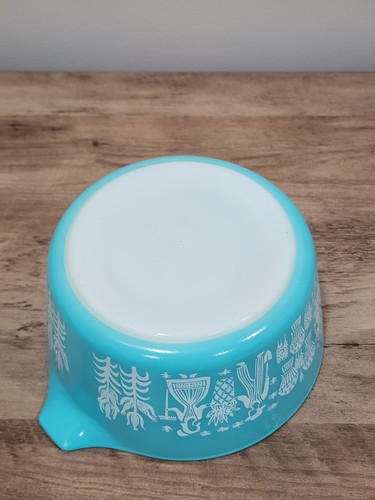 Set if 7 Vintage Pyrex Amish Butterprint Cinderella Mixing Bowls Turquoise White - Picture 16 of 18