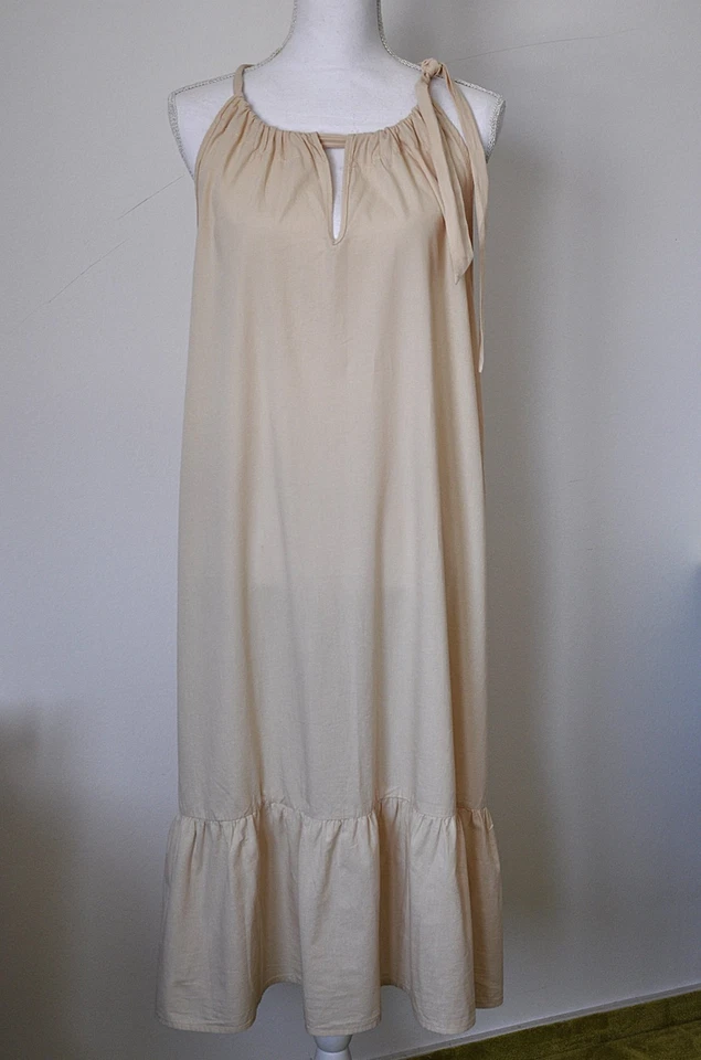 Leichtes Sommer-Kleid Gr. 2XL (44/46) - NEU - beige- mit Trägern - Übergröße - Bild 4 von 4
