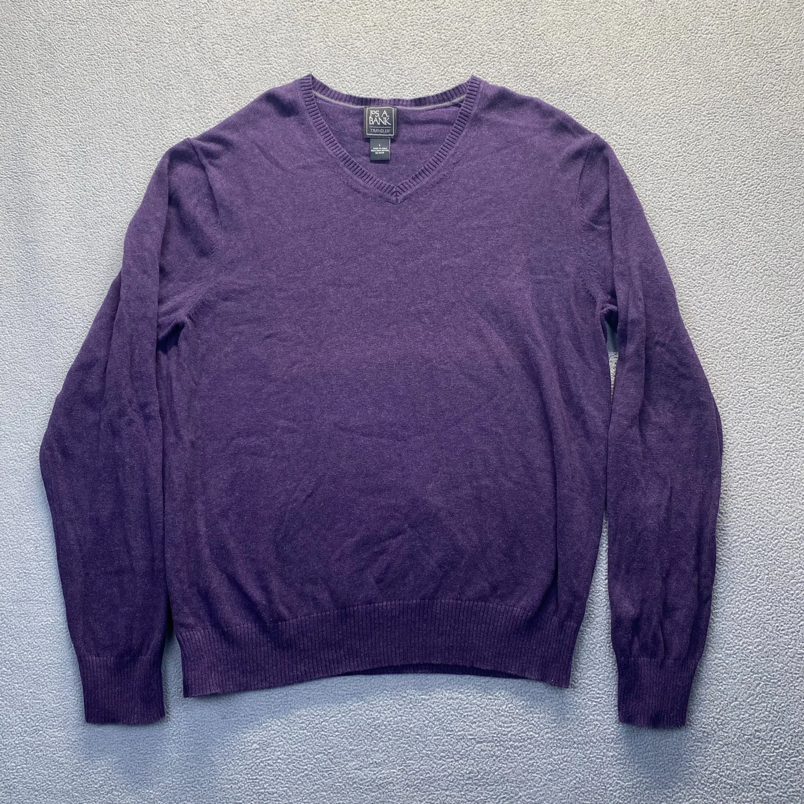 Jos A Bank Traveler 100% Pima Cotton Purple Crew Neck Sweater Men's Large