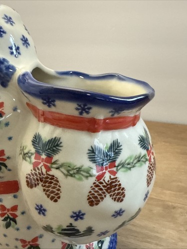 Polnische Keramik Weihnachtsmann mit Tasche & Sack Weihnachten Unikat 8" Limited Edition - Bild 3 von 7