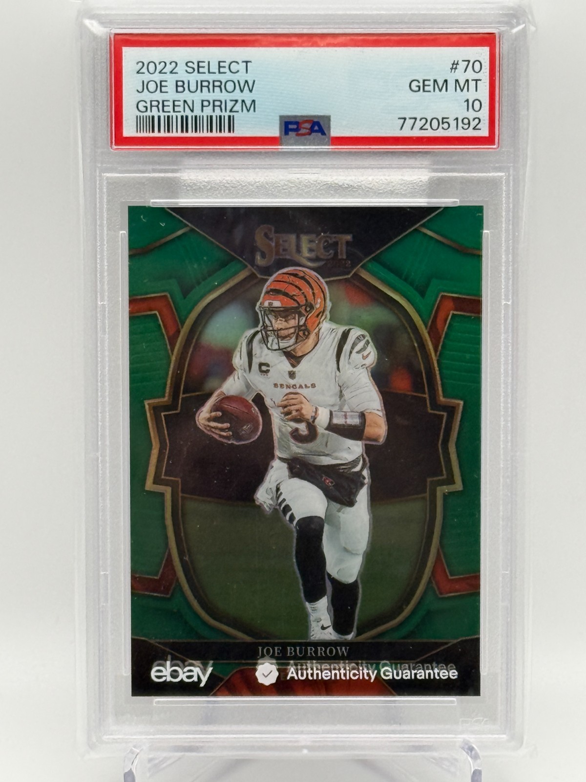 2022 Joe Burrow Panini Select #70 Green Prizm /5 PSA 10