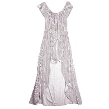 J for Justify Red White Striped Maxi Romper Dress Sz XL Open Front w Shorts Boho