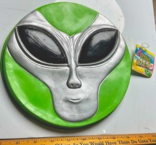Vintage 90s Alien Flying Disc UFO Martian Molded Foam Frisbee NWT Green Silver  