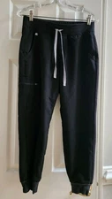 FIGS Women's Small Zamora Scrub Jogger Pants Scrubs Black Zip Cargo 6 Pockets