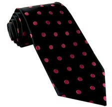 New men polyester woven neck tie necktie prom polka dots black hot pink wedding