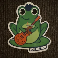 DUTCH Bros YOU Be YOU Frog SEPTEMBER 2024 STICKER Collectible GREEN Guitar ROCK