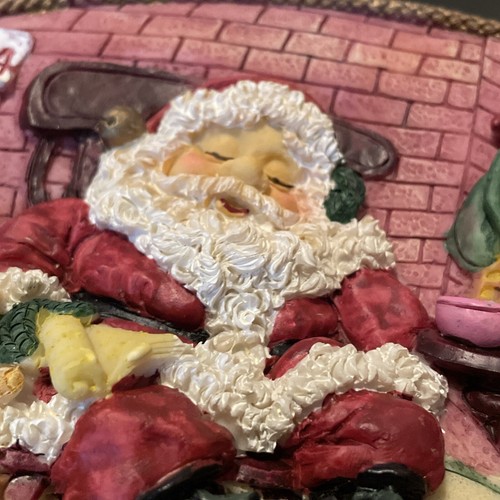 Polyresin 3D Christmas Decoration Plate Santa Claus Sleeping Collector Xmas Red - Picture 5 of 9