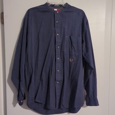 Vintage 90's Tommy Hilfiger Blue Denim Button Front LS Shirt Men's Medium CB11 