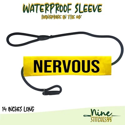 HANDMADE HIGHLY VISIBLE DOG LEAD SLEEVE NERVOUS REACTIVE OR ANY TEXT EXTR LONG YELLOW