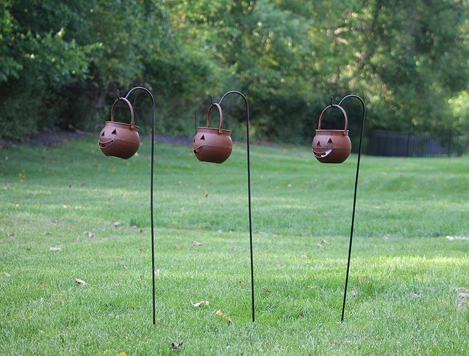 2×Garten Schäferhaken Hirtenhaken Metall Gartenstab 150cm mit Haken Laternenstab - Bild 3 von 4