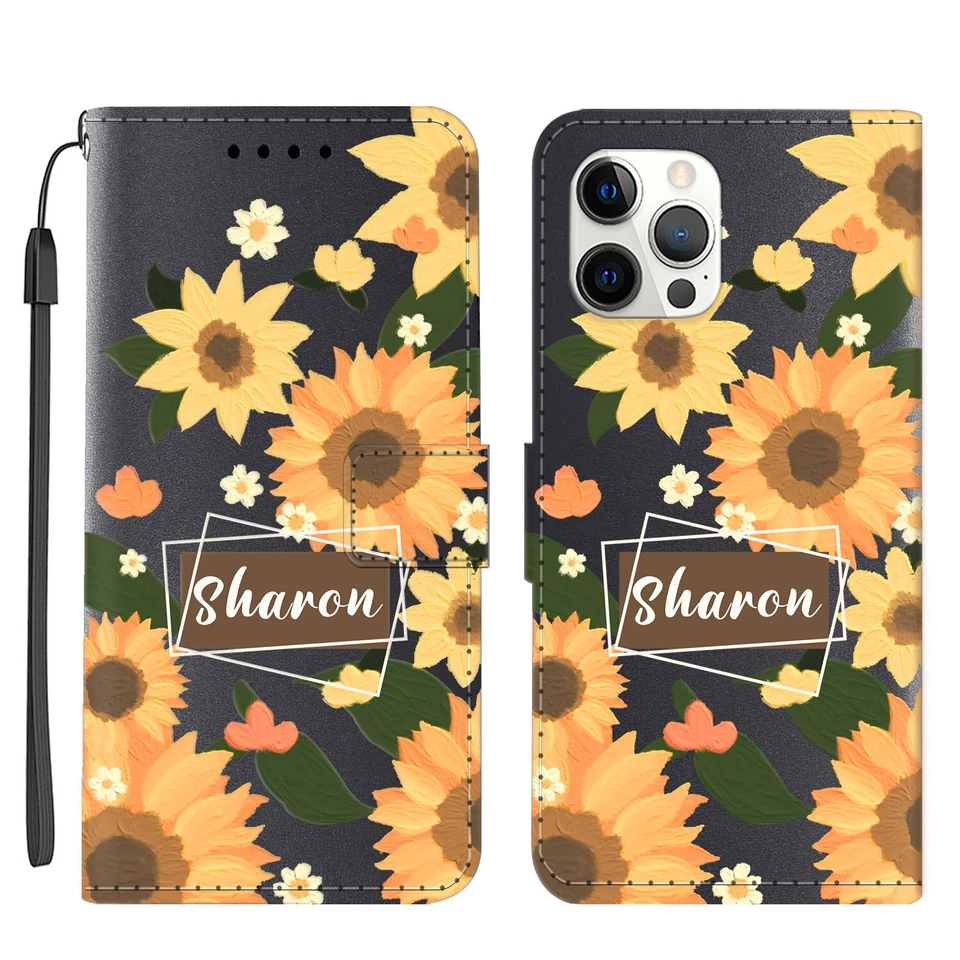 Funda protectora de cuero tipo billetera personalizada para teléfono para iPhone 14 Plus 13 Pro 12 11 15 Foto 4 de 4