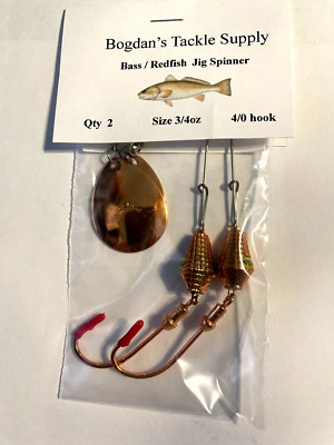 2 BTS, ''Copperhead'' Bass/Redfish Jig Spinners, #6 Copper Colorado Blade 3/4oz.