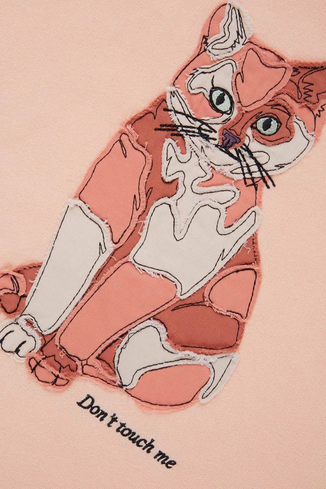 Новый с Ярлыками Teddy свежий женщин CAT APPLIQUÉCREWNECK персиковый размер L - Изображение 2 из 4