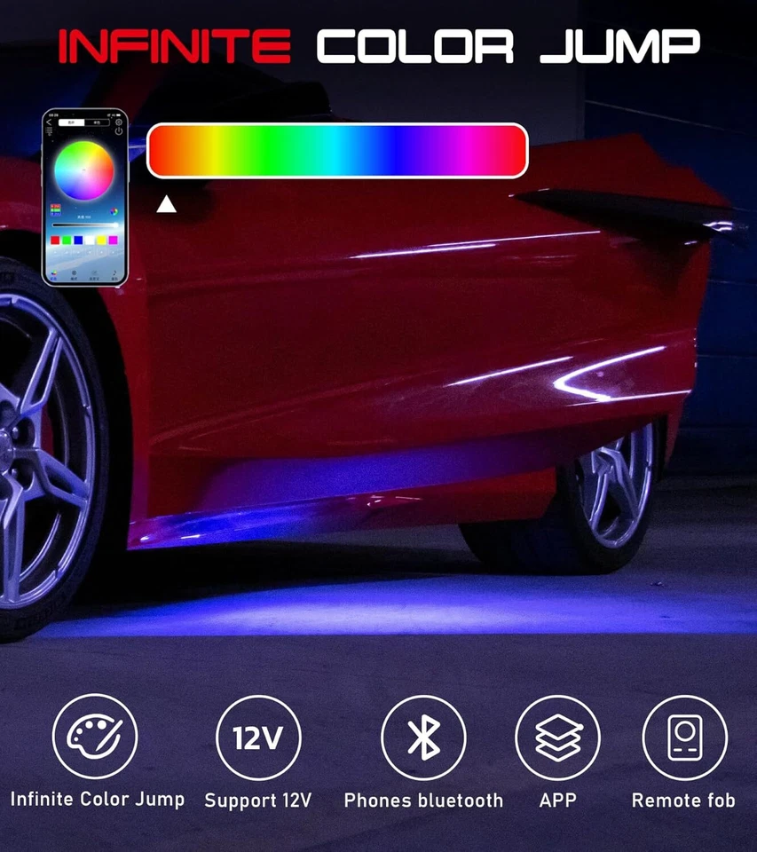 Luces LED RGB C8 para Corvette C8 Stingray Z51 Z06 E-Ray 2020-2025 (Bluetooth) Foto 4 de 4