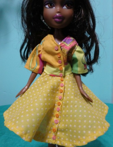 Yellow Dress w Patchwork for 8"-9" female fashion doll SKY71c - Picture 9 of 9