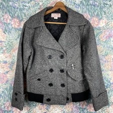 Filson Peacoat Short Cropped Womens Small Grey Quilt Lined 100% Wool Heavyweight