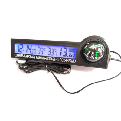 Car Thermometer Meter Digital Clock LCD Icing Alarm Inside/Outside Temperature