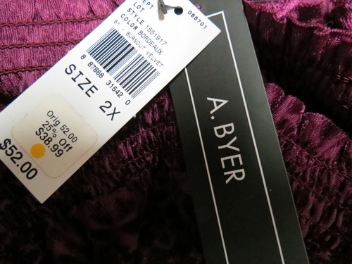 NEW A. Byer Plus Size 2X Purple Flocked Off Shoulder Top Blouse NWT - Picture 7 of 9