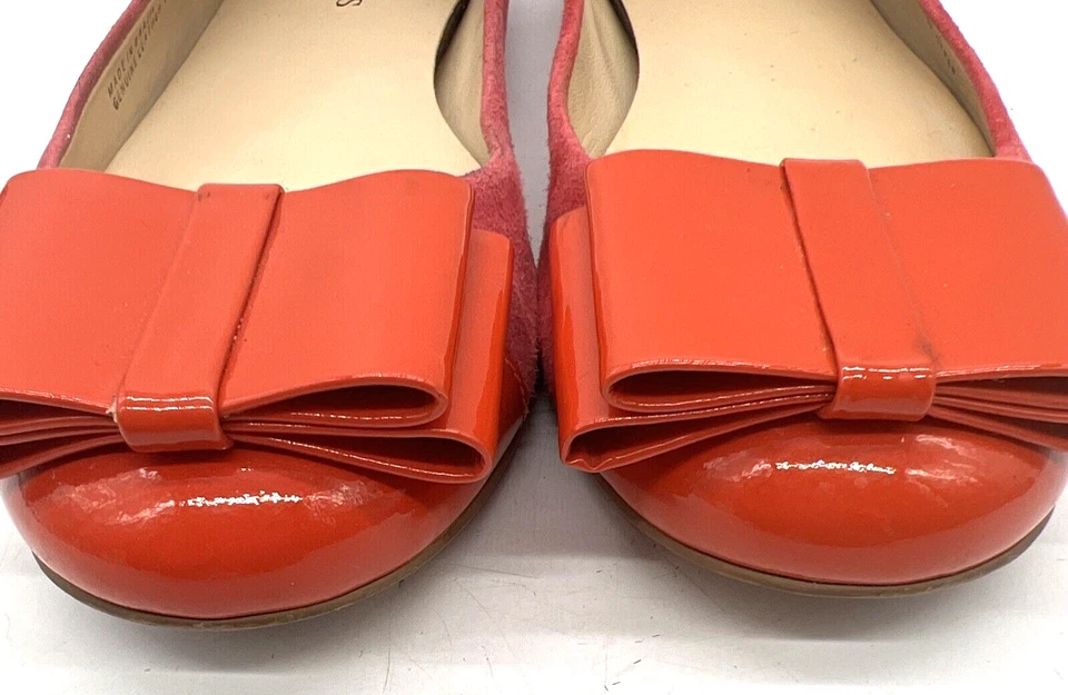 Zapatillas Talbots Ballet 7.5 B Naranja Charol Lazo Rosa Gamuza Cuero Planas Foto 2 de 4