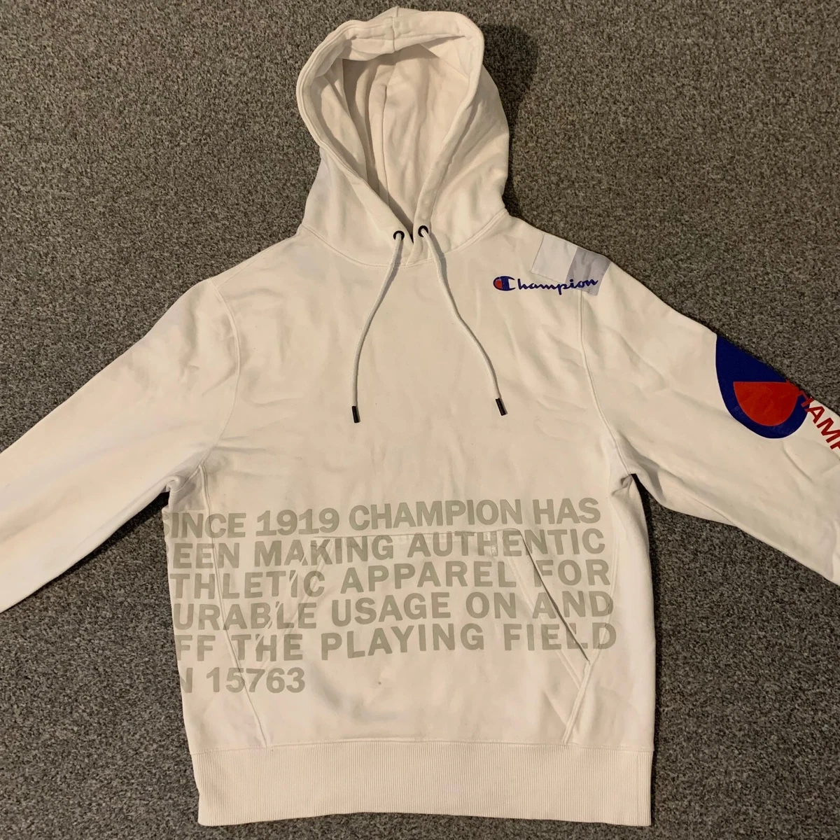 Champion Mens Hoodie Size Medium White Spell Out Jumper It Takes A