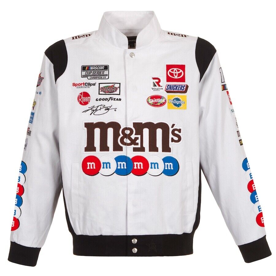 Authentic Kyle Busch JH Design M&M's Full Snap White Cotton Authentic Kyle Busch JH Design M&M's Full Snap White Cotton