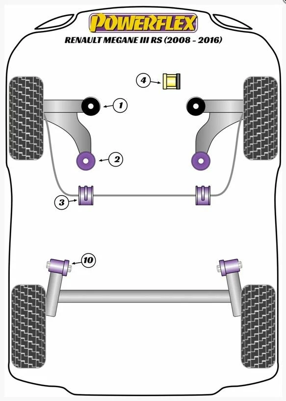 Inserto Supporto Motore Rinforzato Superiore DX Powerflex Renault Megane III RS - Immagine 3 di 4